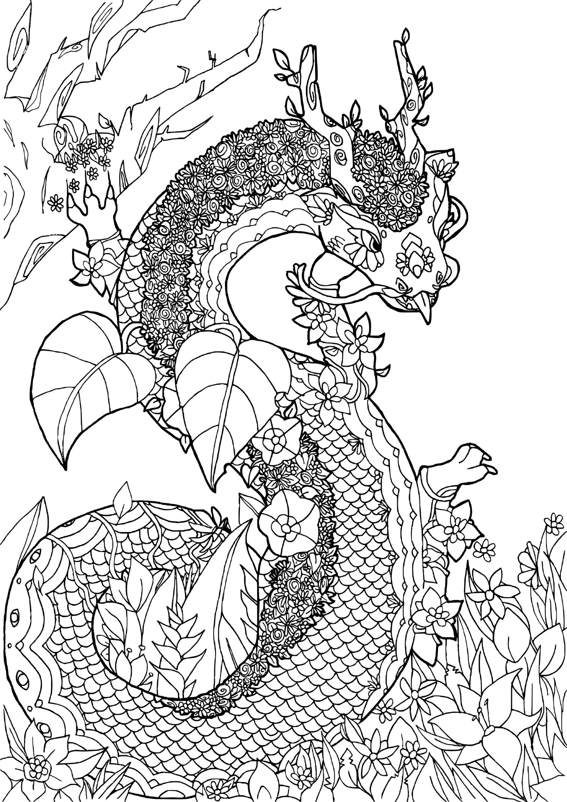 Coloriage Zen Dragon À Imprimer Sur Coloriages concernant Dessin Dragon