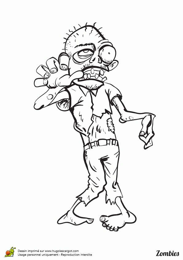 Coloriage Zombie Pas Tres Frais Sur Hugolescargot encequiconcerne Dessin Qui Fait Peur Facile