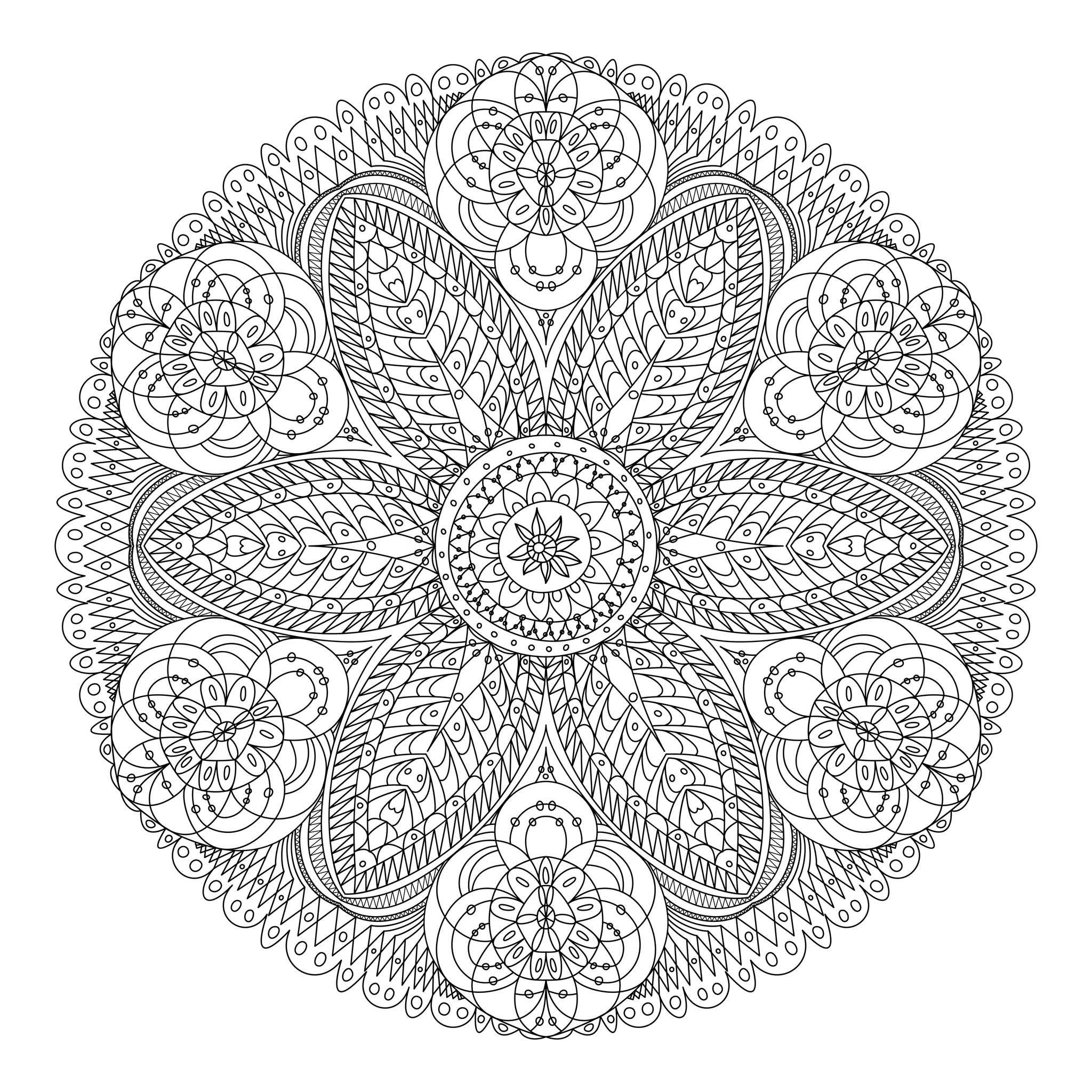 Coloriage204: Coloriage Mandala Adulte à Dessin À Colorier Difficile