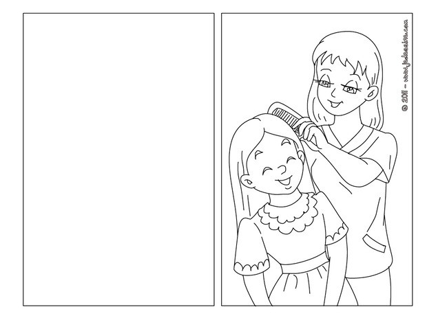 Coloriages Carte À Colorier Maman Peigne Sa Fille - Fr intérieur I/Fr Coloriage Fete Des Meres