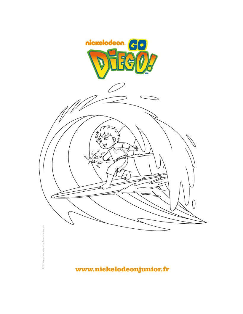 Coloriages Coloriage Gratuit Diego Fait Du Surf - Fr avec Coloriage Dessin Surf