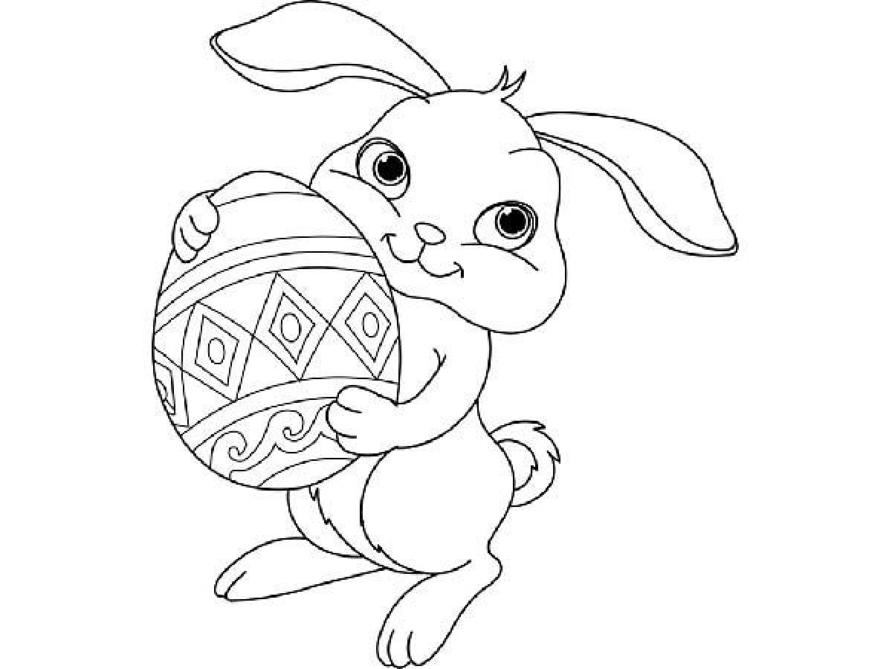 Coloriages De Pâques : Le Bébé Lapin Et Son Œuf destiné Coloriage Lapin