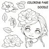 Coloriages: Jolie Fille Et Fleur | Vecteur Premium pour Coloriage Jolie,