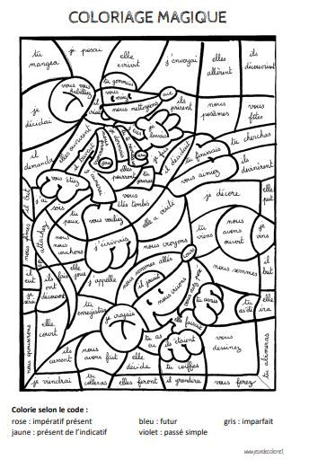 Coloriages Magiques Conjugaison | French Worksheets avec Coloriage Magique P