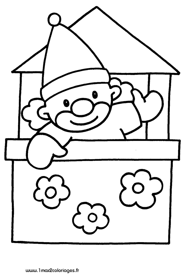 Coloriages Pour Les 3 - 4 Ans - Clown Dans La Boite A Imprimer serapportantà Coloriage À Imprimer 4 Ans