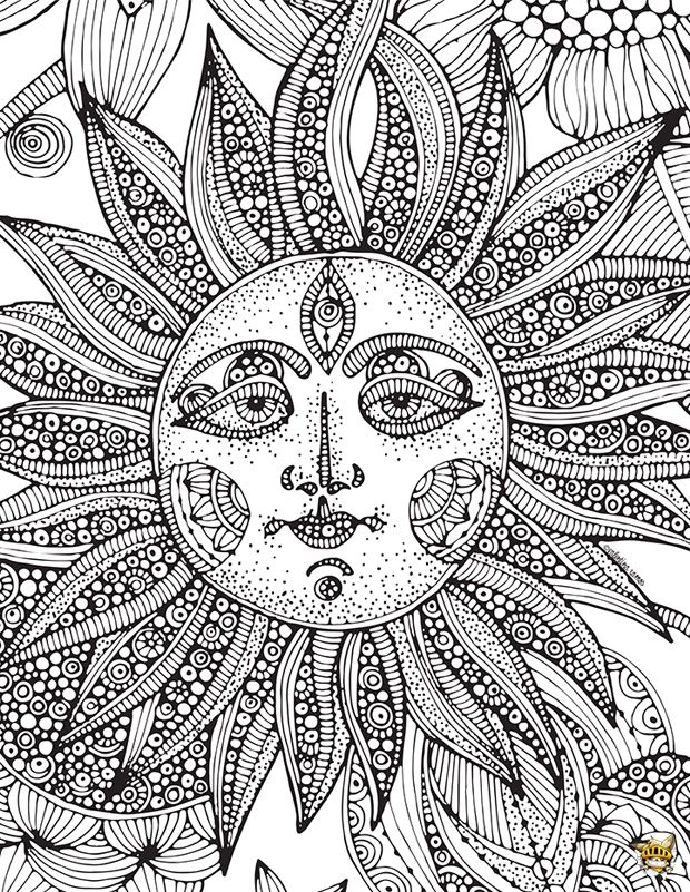 Coloriages : Soleil Zen Pour Adultes | Sun Coloring Pages à Coloriage Zen