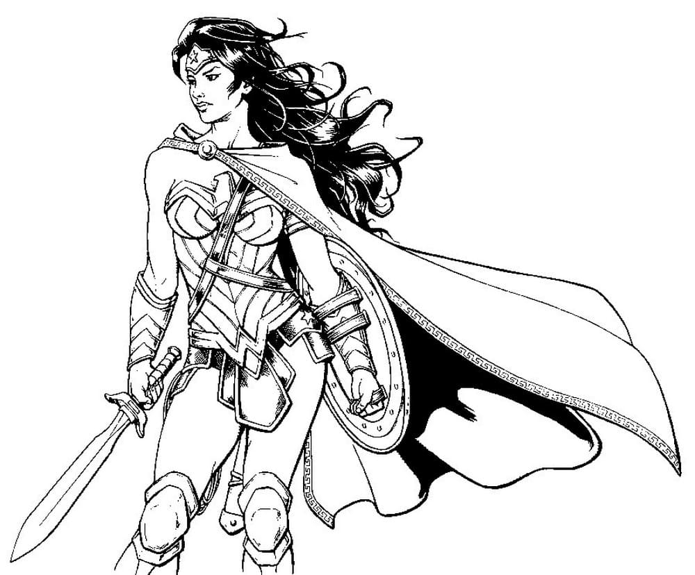 Coloriages Wonder Woman. Imprimer Super-Héros Gratuitement avec Dessin Wonder Woman