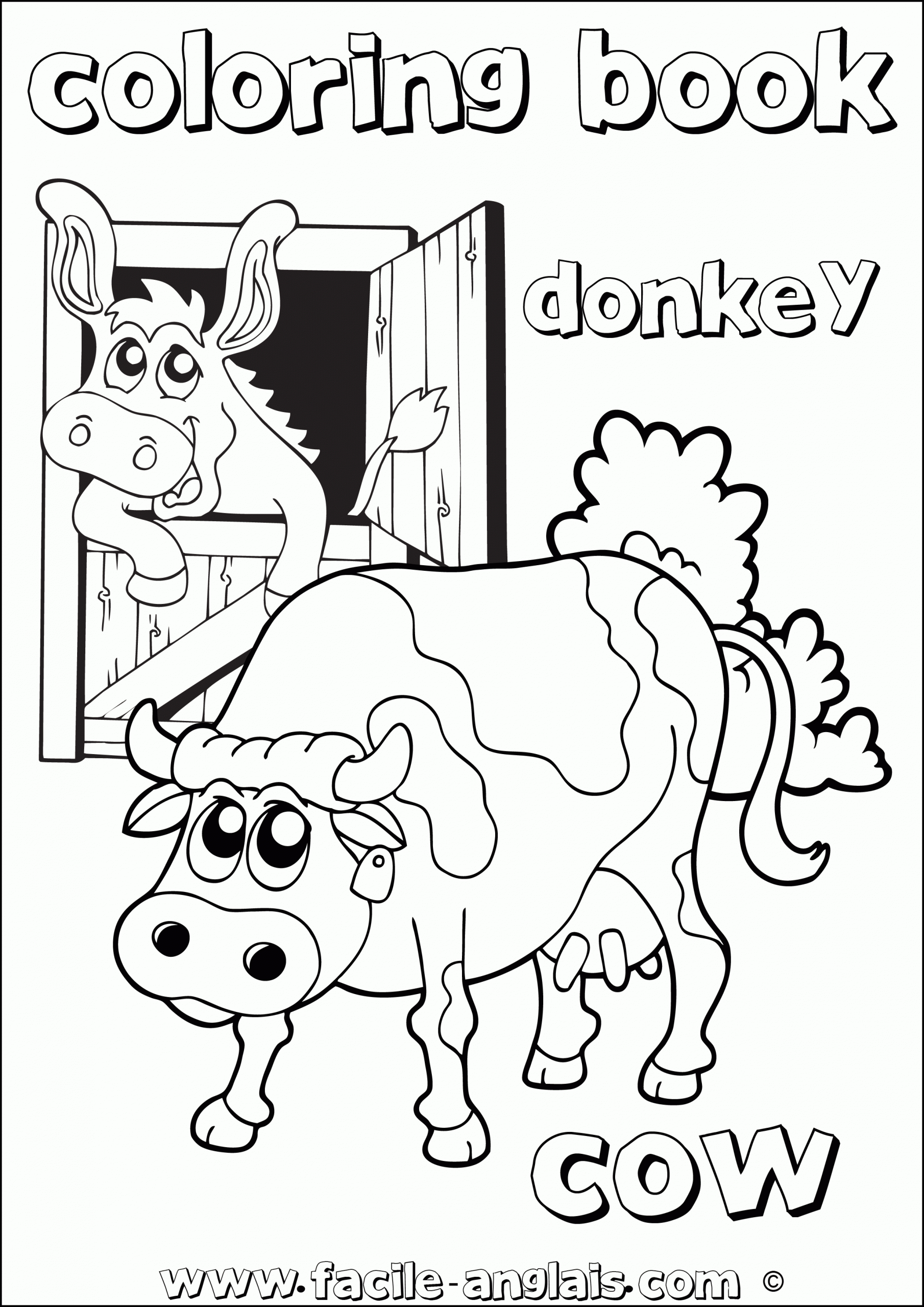 Coloring Book Cow And Donkey (Coloriage Vache Et Ane à Coloriage 5Eme