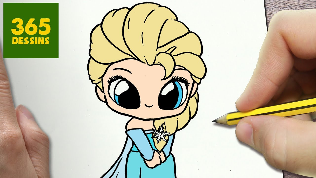 Comment Dessiner Elsa Kawaii Étape Par Étape - Dessins intérieur Dessin Kawaii Facile,