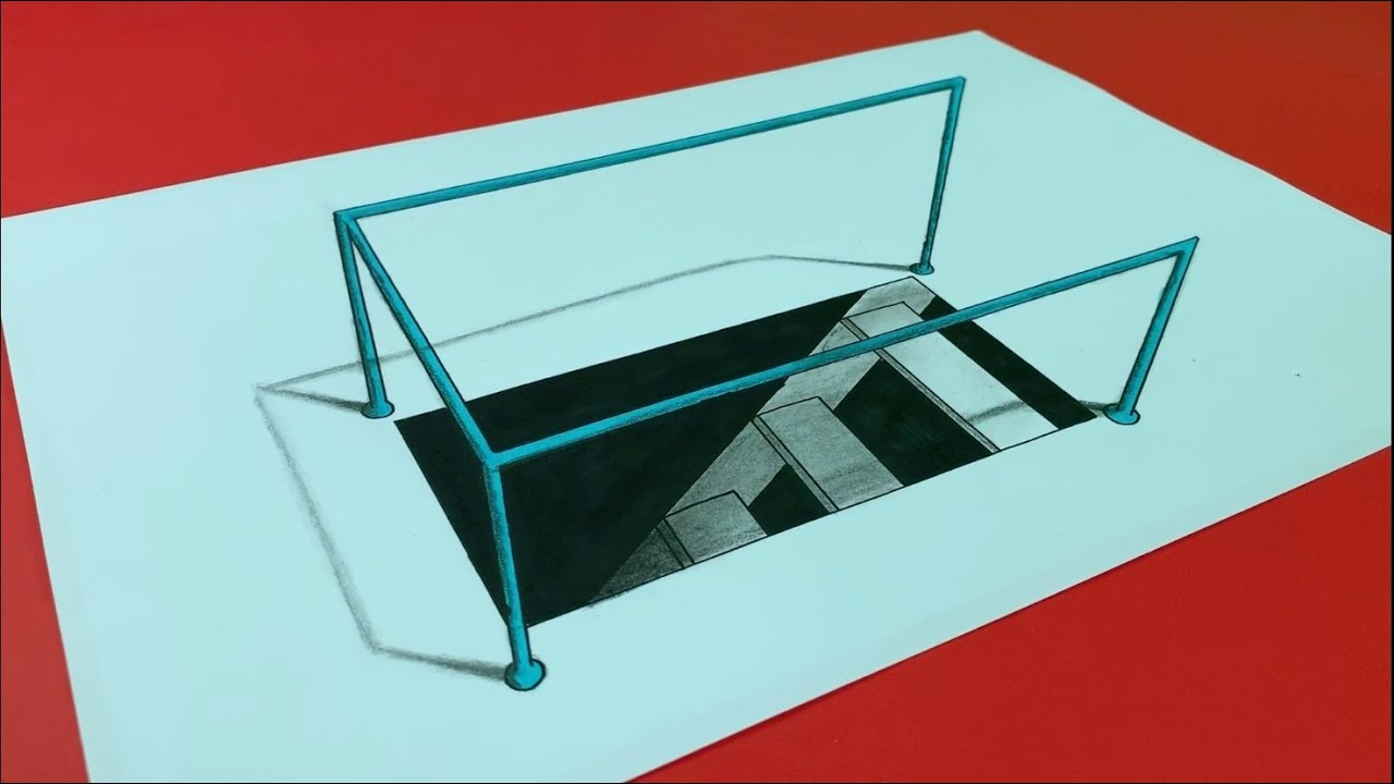 Comment Dessiner Escalier 3D, Dessin Illusion D&amp;#039;Optique pour H En 3D Dessin