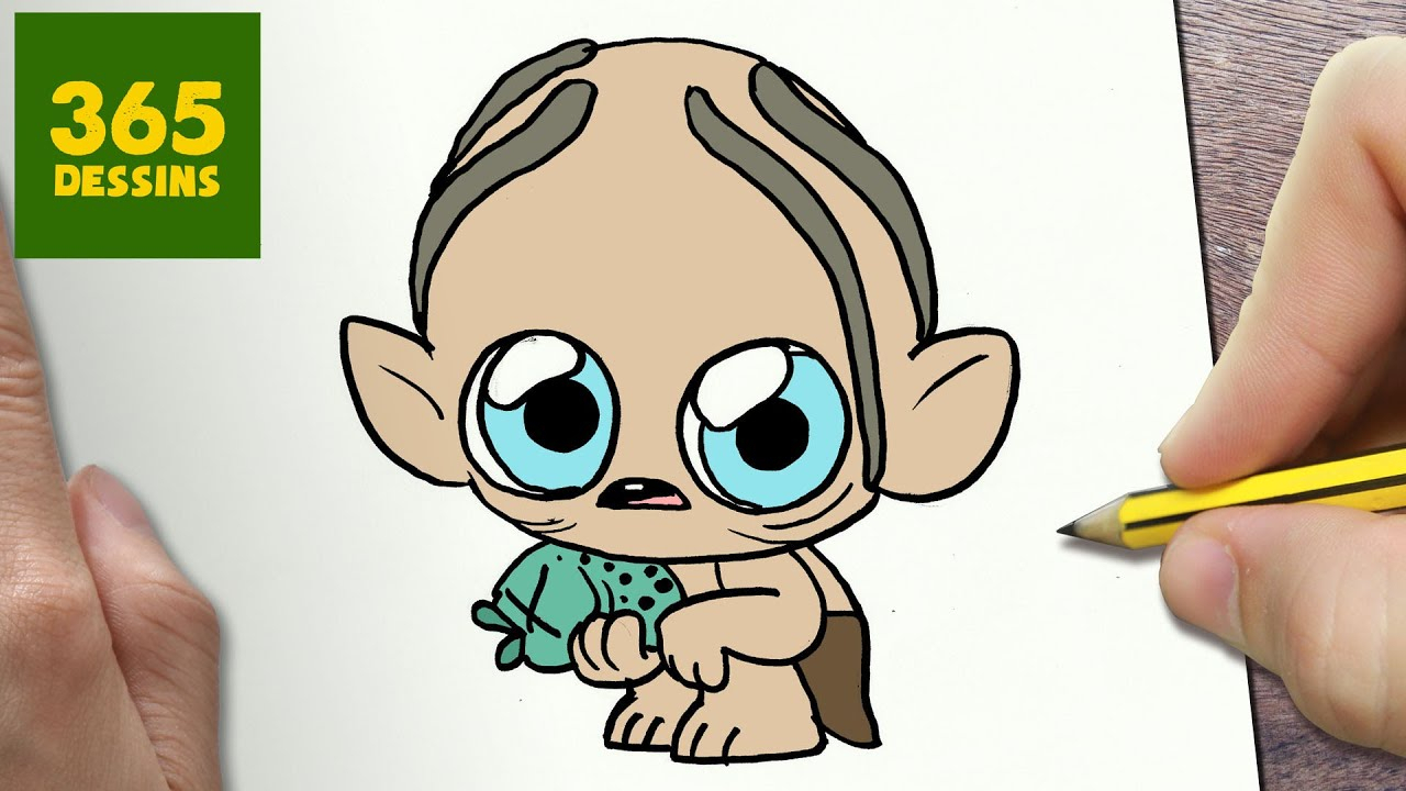 Comment Dessiner Gollum Kawaii Étape Par Étape - Dessins à Coloriage Kawaii Facile,
