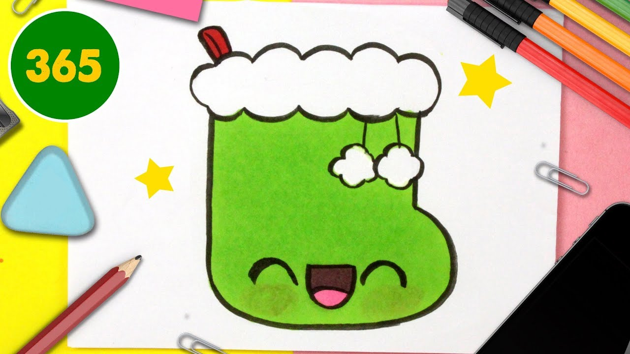 Comment Dessiner Une Chaussette De Noël Kawaii - Dessins serapportantà Dessin Kawaii Noël,