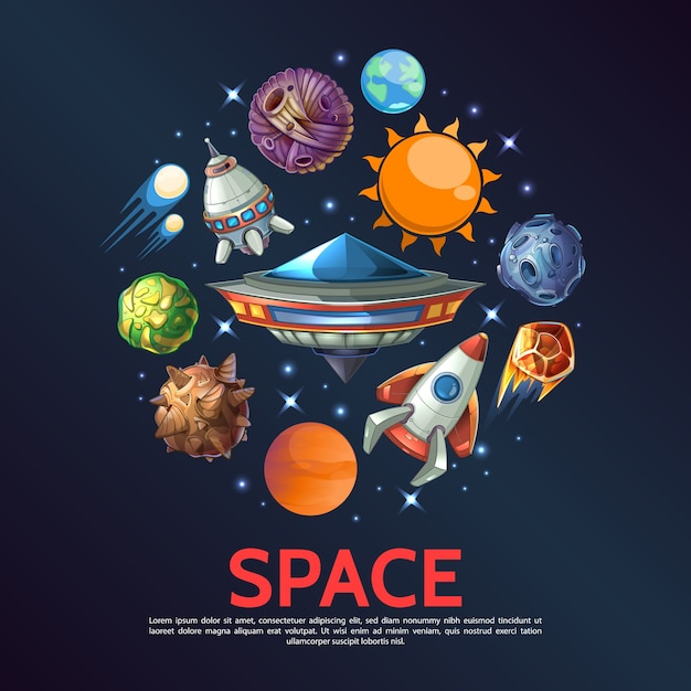 Concept Rond De L&amp;#039;Espace De Dessin Animé Avec La Planète concernant Dessin De L&amp;#039;Espace