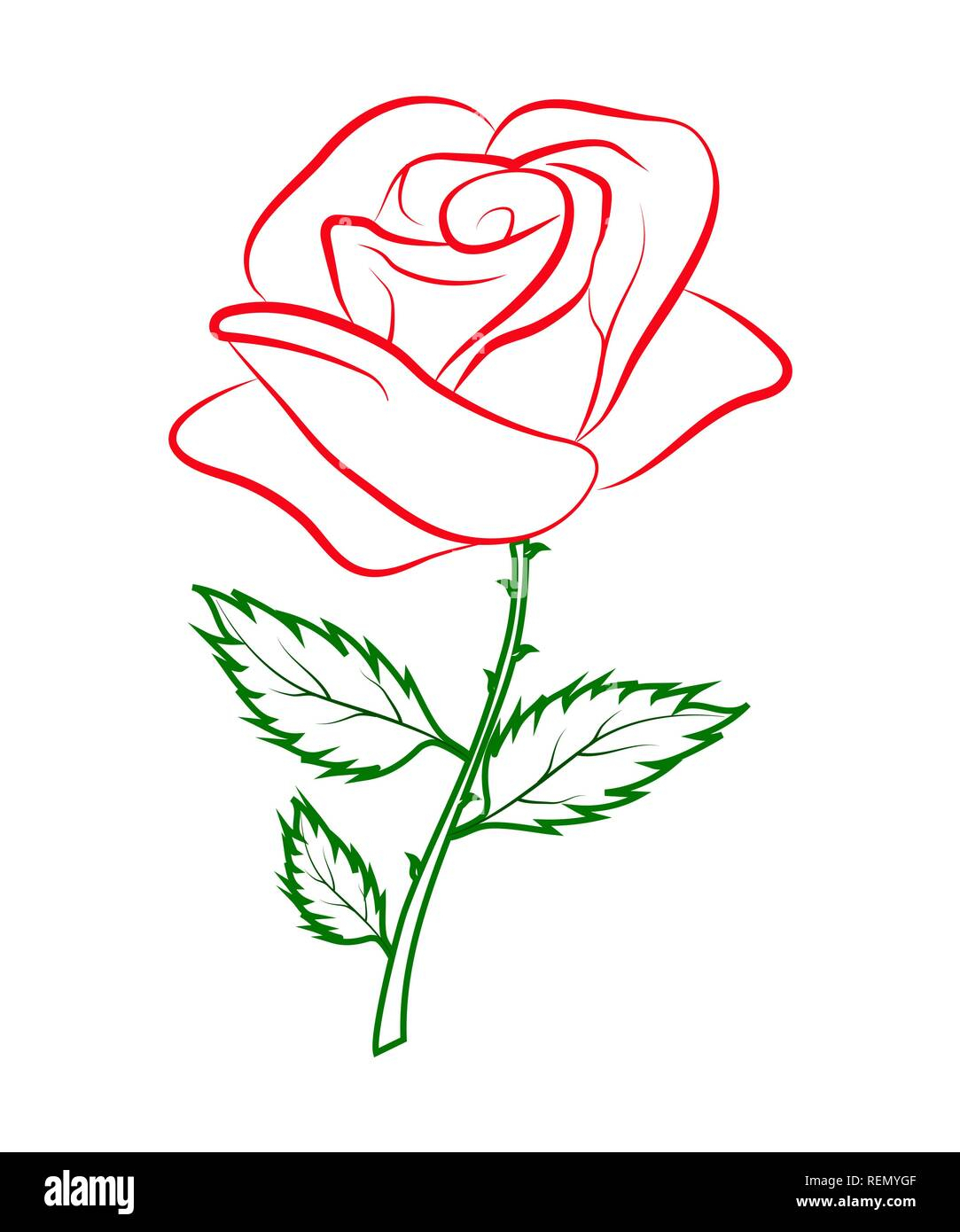 Contour Simple Dessin Couleur D&amp;#039;Une Rose Rouge Sur Un destiné Dessin Rose Facile