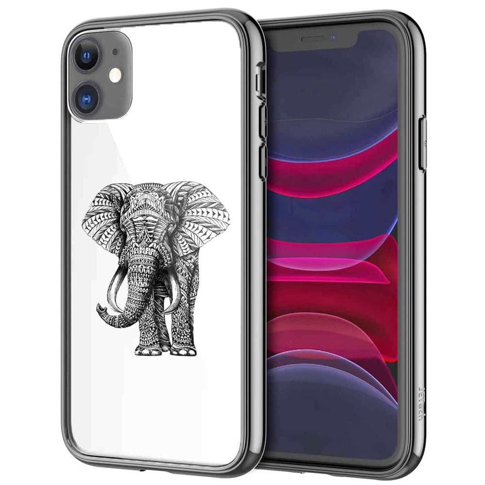 Coque Iphone 11 Pro Max Noir Dessin Blanc Elephant serapportantà Ipad 6 Dessin,