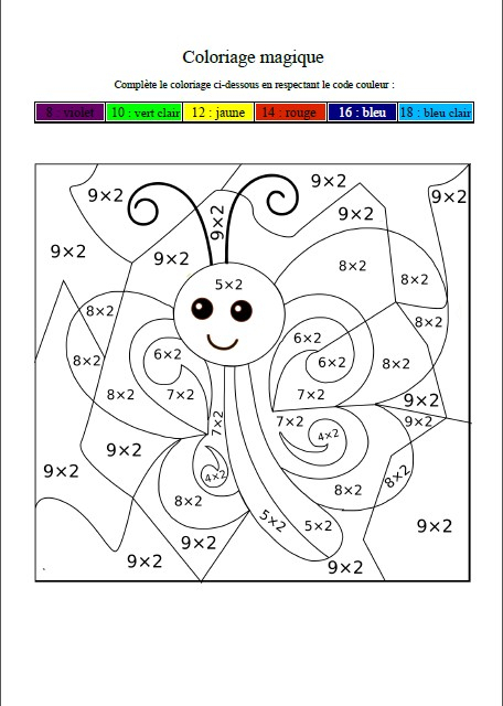 Correction Du Coloriage Magique Avec Les Puissances | Ohbq à Coloriage Magique X4