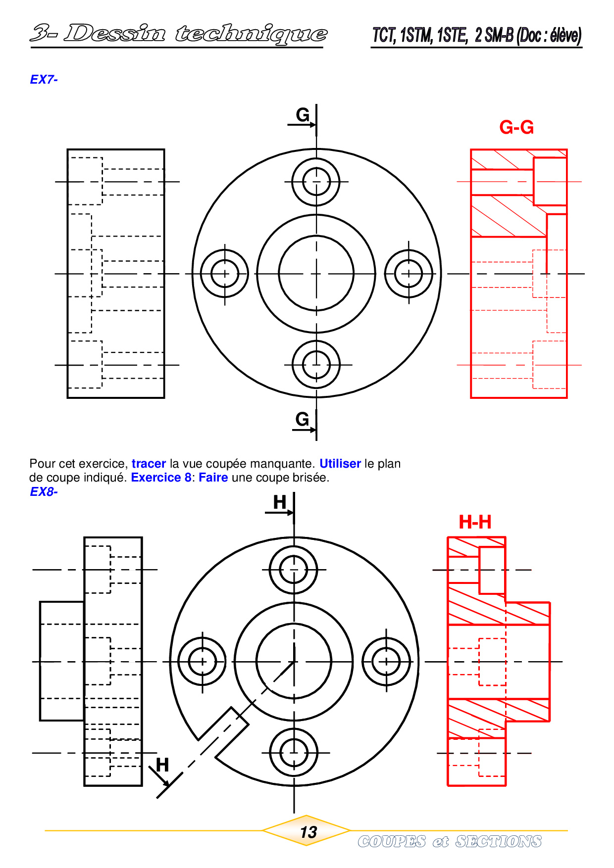 Coupes Et Sections - Exercices Non Corrigés - Alloschool tout Dessin Technique,