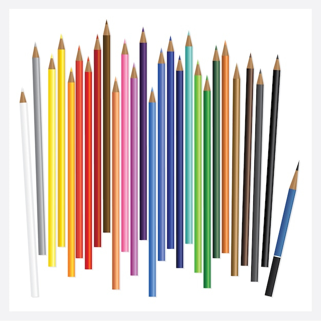 Crayons De Couleur Avec Dessin 3D Réaliste | Vecteur Premium à Coloriage Dégradé Crayons De Couleur