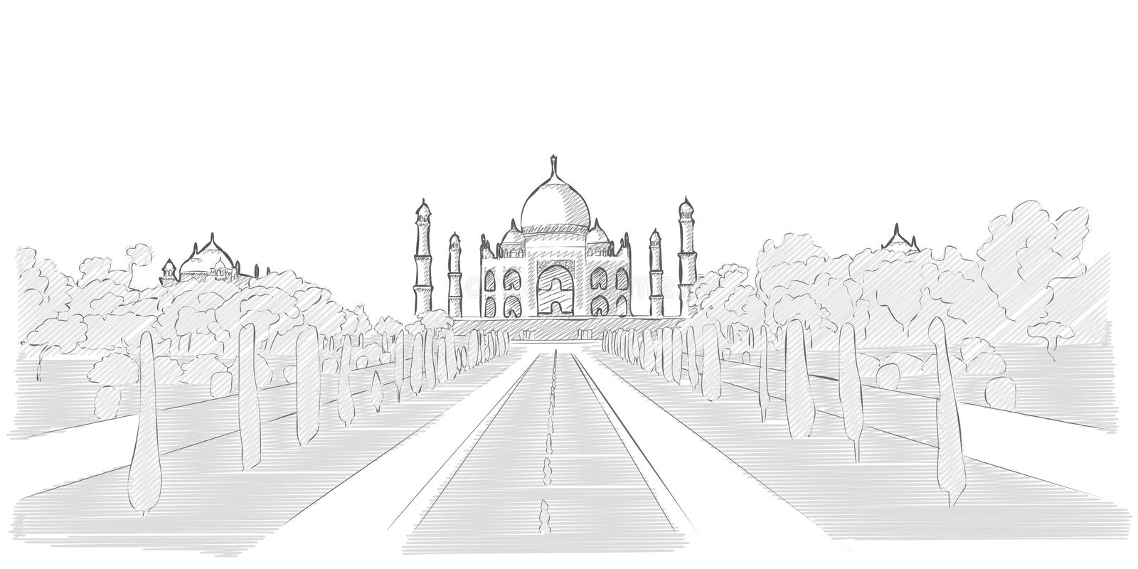 Croquis De Dessin De Taj Mahal Illustration De Vecteur à Coloriage Dessin Mosquée Facile