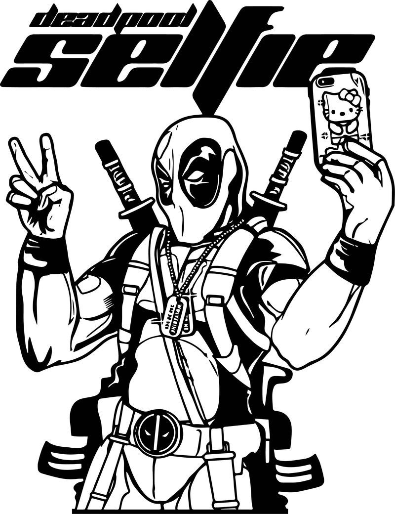 Deadpool Selfie Coloring Page intérieur Coloriage Deadpool,