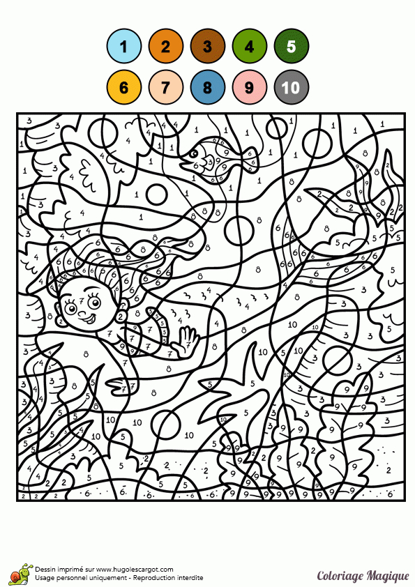 Dessin À Colorier D&amp;#039;Un Coloriage Magique Cm2, Une Sirène avec Coloriage Magique U