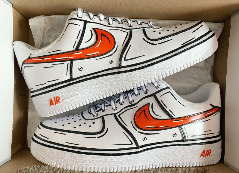 Dessin Animé Nike Air Force 1 Custom Shoes Made To Order avec 1 Dessin