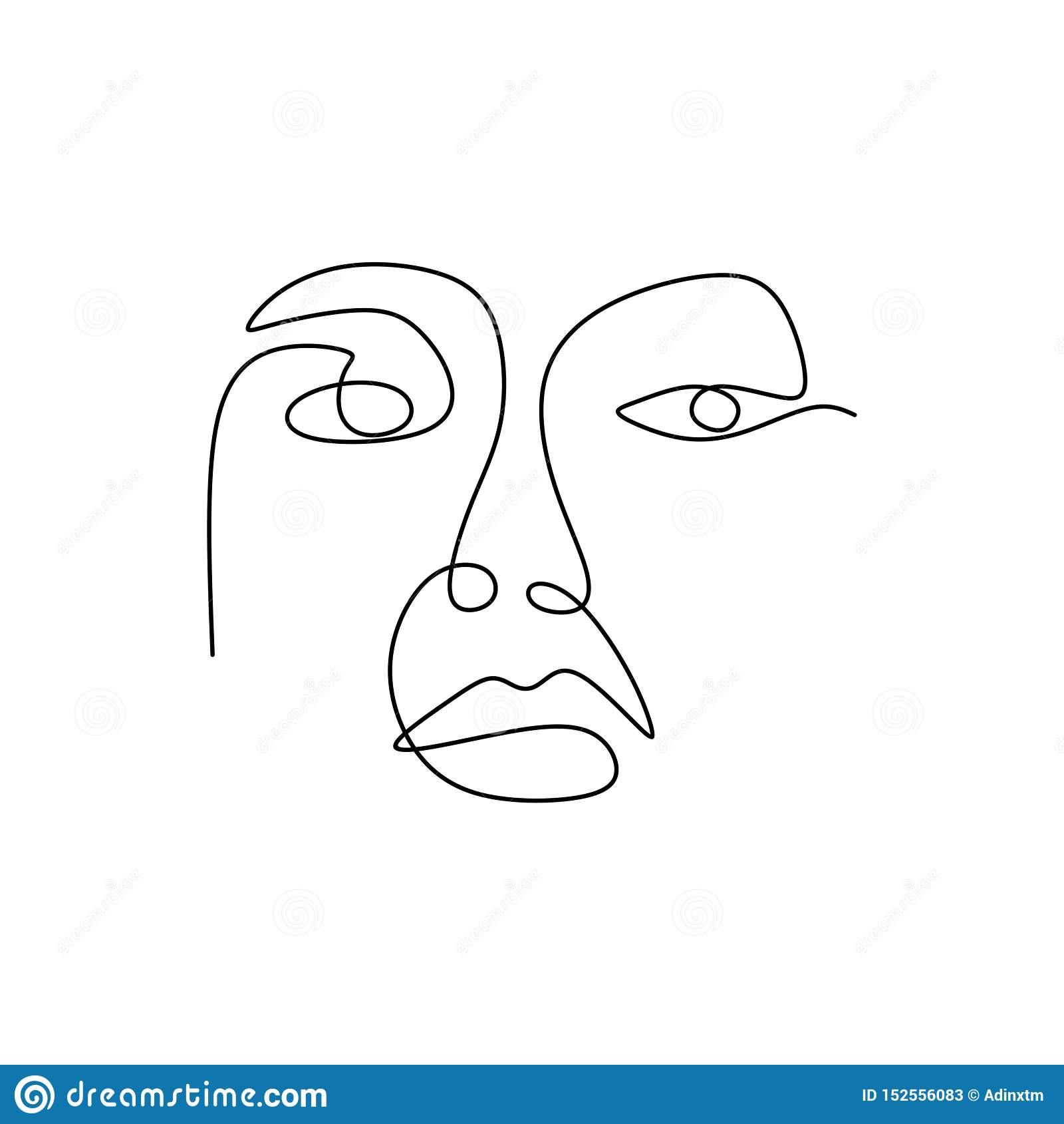 Dessin Au Trait Abstrait Visage Un Style Minimalistic De dedans Dessin 1 Trait