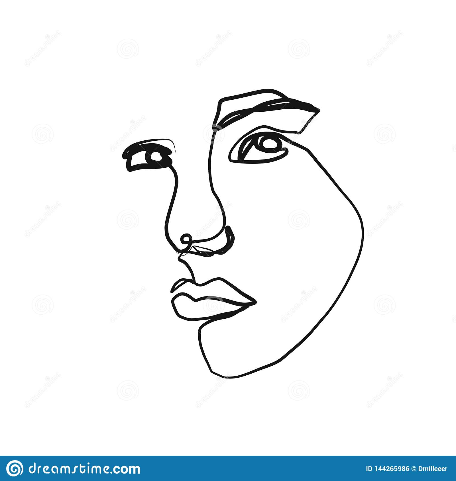 Dessin Au Trait Continu Abstrait De Visage Humain Une concernant Dessin 1 Trait