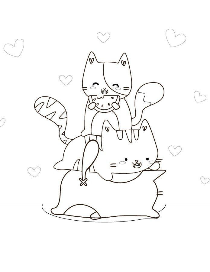 Dessin Coloriage Chat Kawaii Gratuit | Coloring Pages avec Coloriage Chat Kawaii