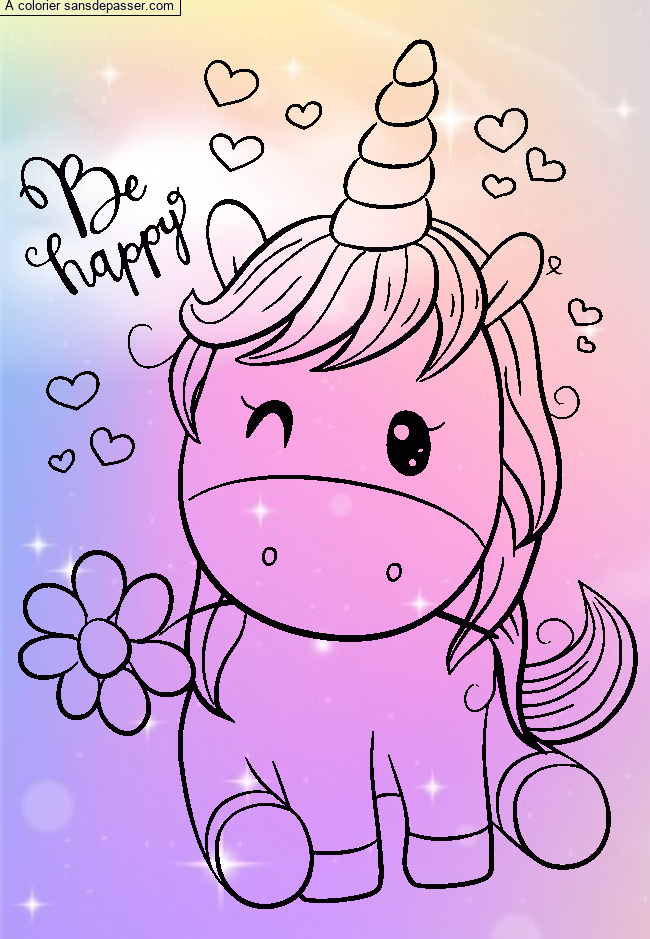 Dessin Colorié : Licorne Souriante Par Eva57 - Sans Dépasser encequiconcerne Coloriage Dessin Licorne