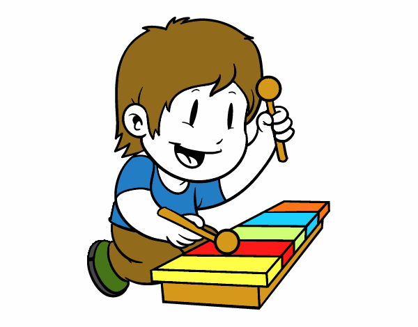 Dessin De Enfant Avec Xylophone Colorie Par Membre Non encequiconcerne Coloriage Xylophone