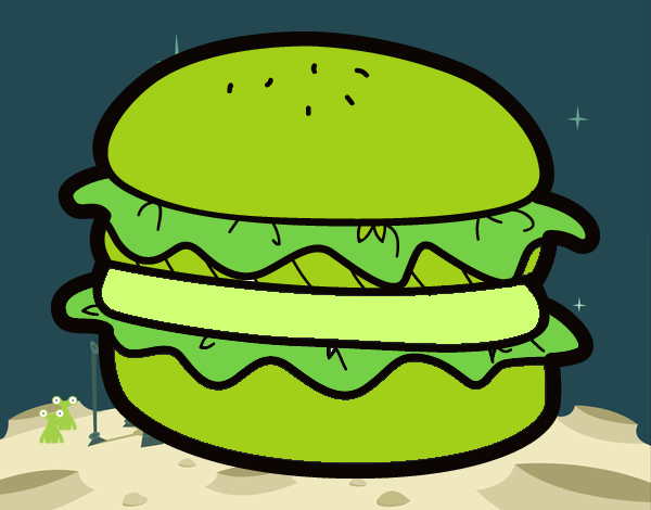 Dessin De Hamburger Avec Salade Colorie Par Membre Non à Coloriage Dessin Salade