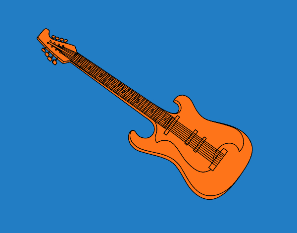 Dessin De Une Guitare Électrique Colorie Par Membre Non serapportantà Coloriage Dessin Guitare