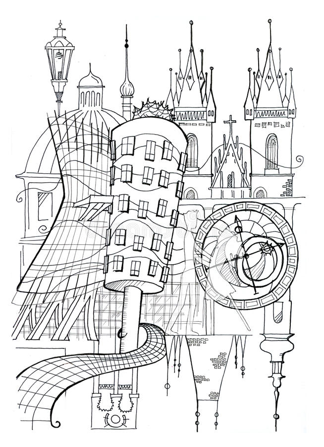 Dessin D'Ensemble De Prague Illustration Stock - Image destiné Dessin D&amp;#039;Ensemble,