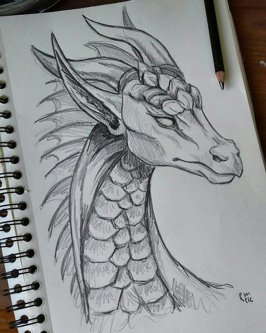 Dessin Dragon🐲💙 Crayon À Papier +Crayon Derwent Sketching intérieur Comment Colorier Un Dessin Au Crayon