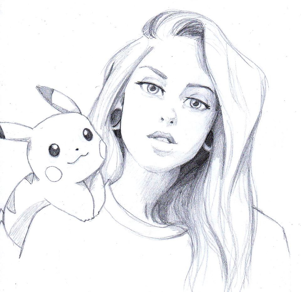 Dessin D&amp;#039;Une Fille Et De Pikachu | We Heart It | Drawing à Dessin Une Fille,