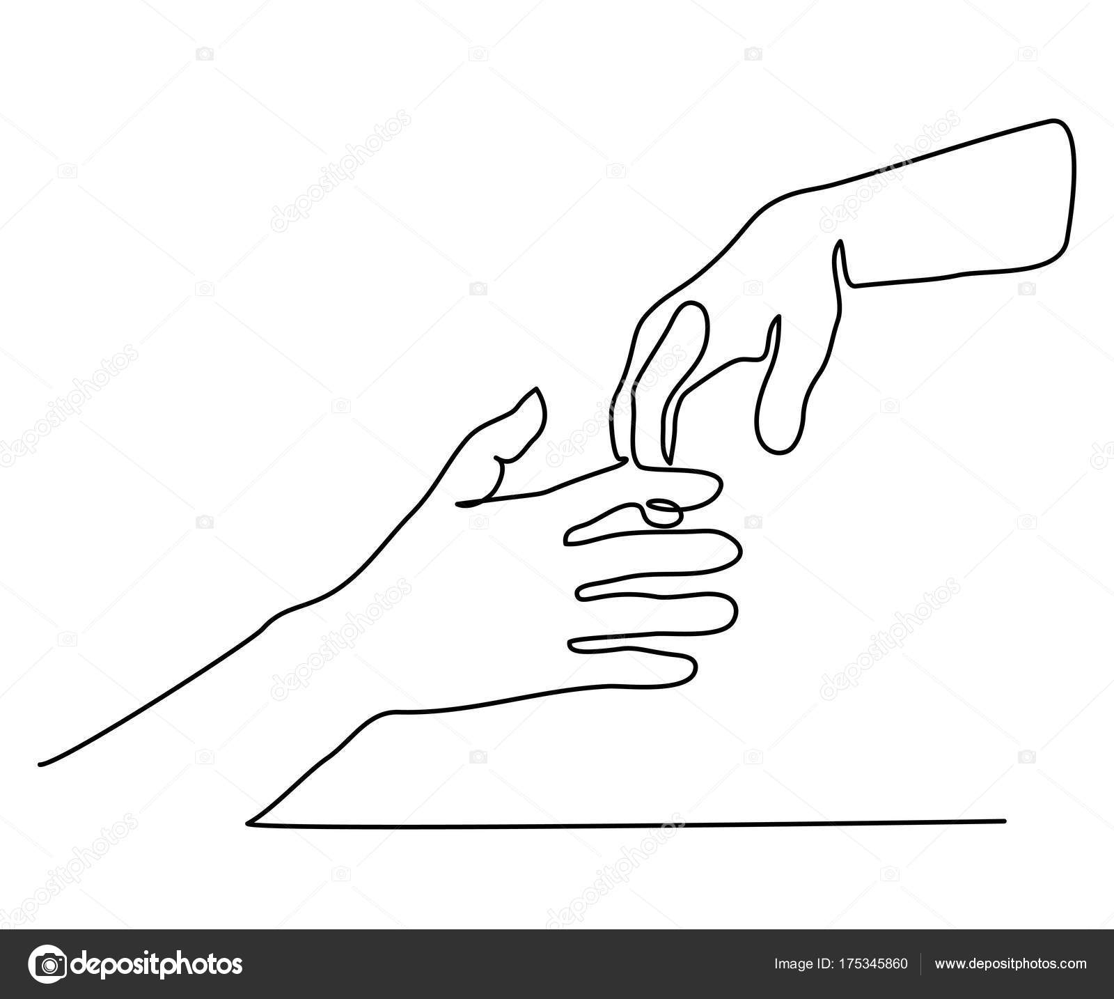 Dessin En Ligne Continue De Tenir Les Mains Ensemble Image tout Dessin Main