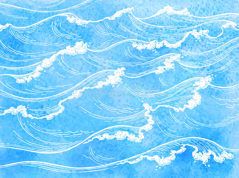 Dessin En Pastel De Vague De Mer Illustration Stock serapportantà Dessin Vague