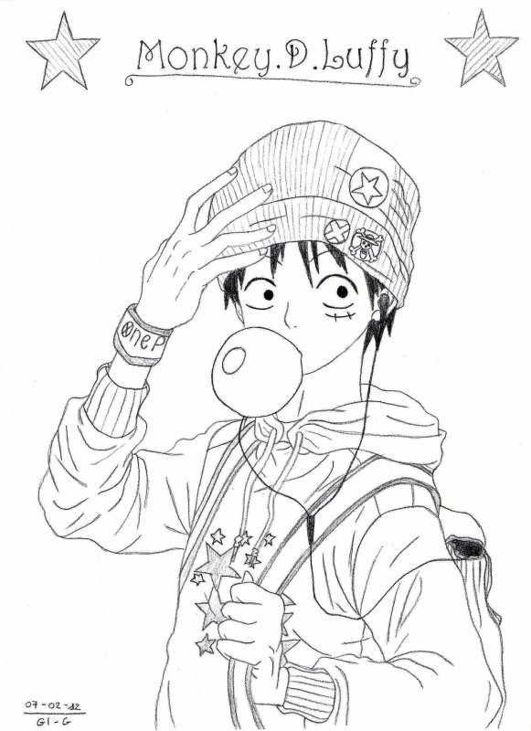 Dessin - Monkey.d.luffy - Dessins Manga D&amp;#039;Azuki tout Coloriage Dessin Luffy