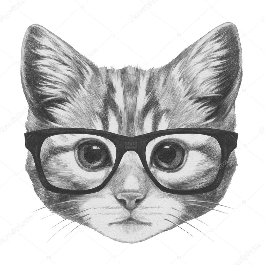 Dessin Original De Chat Avec Lunettes Image Libre De Droit concernant Dessin Chat,