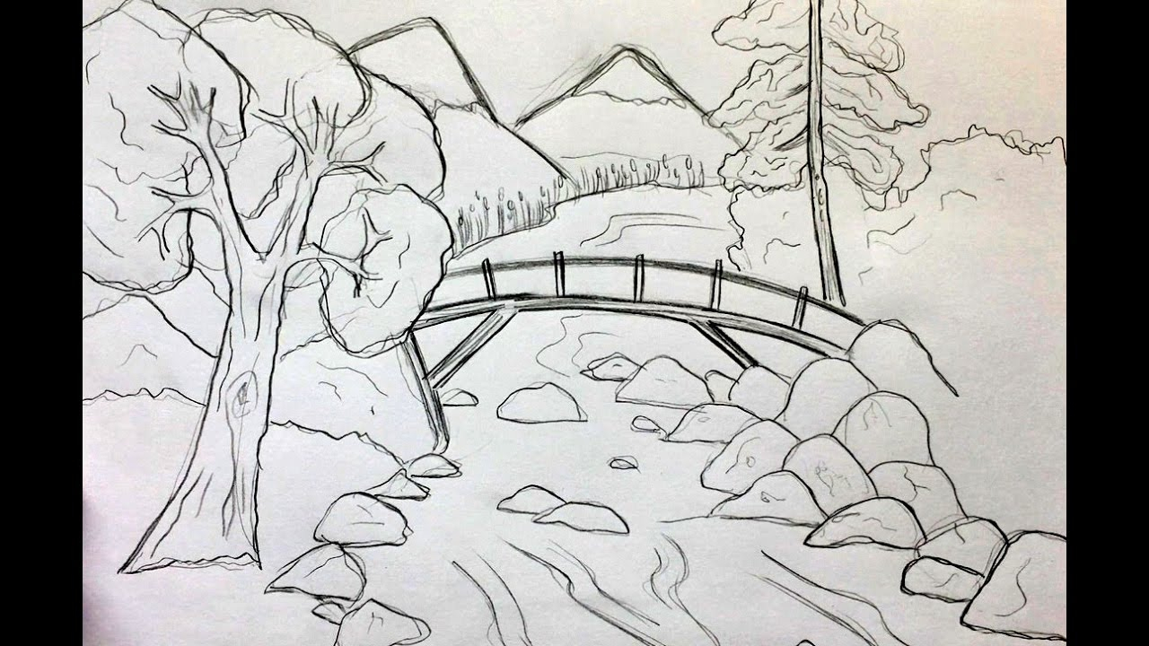 Dessin Paysage - Les Dessins Et Coloriage intérieur Un Dessin