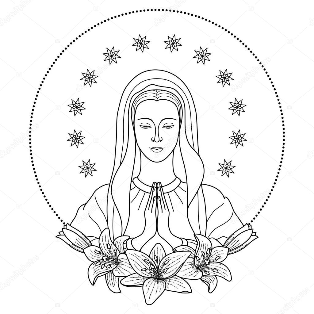 Dessin Vierge Marie Gratuit / Coloriage Gratuit De La avec Coloriage Dessin Vierge Marie