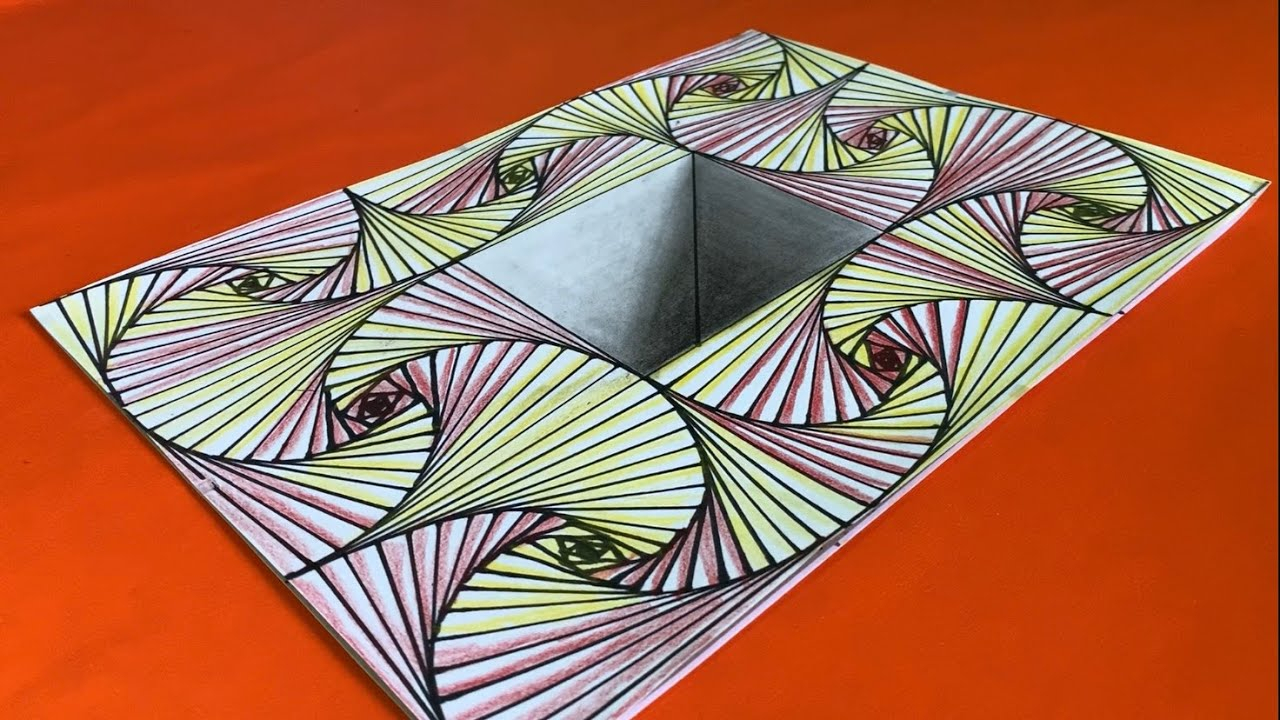 Dessiner Une Illusion, Dessin 3D Géométrique En Couleur à Dessin 3D Illusion Facile