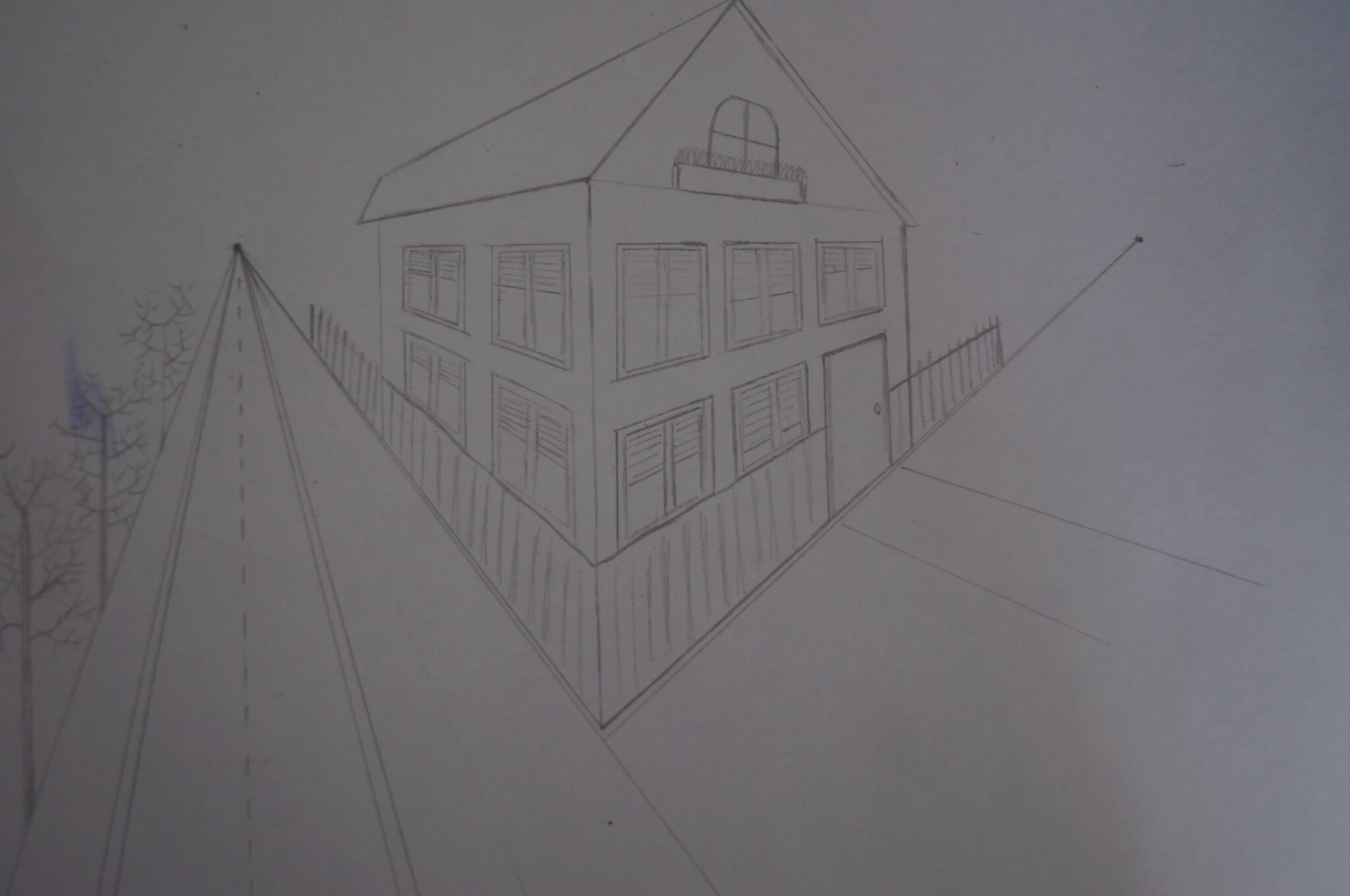 Dessiner Une Maison Avec Deux Points De Fuite. - Tiger avec Dessin 1 Point De Fuite,