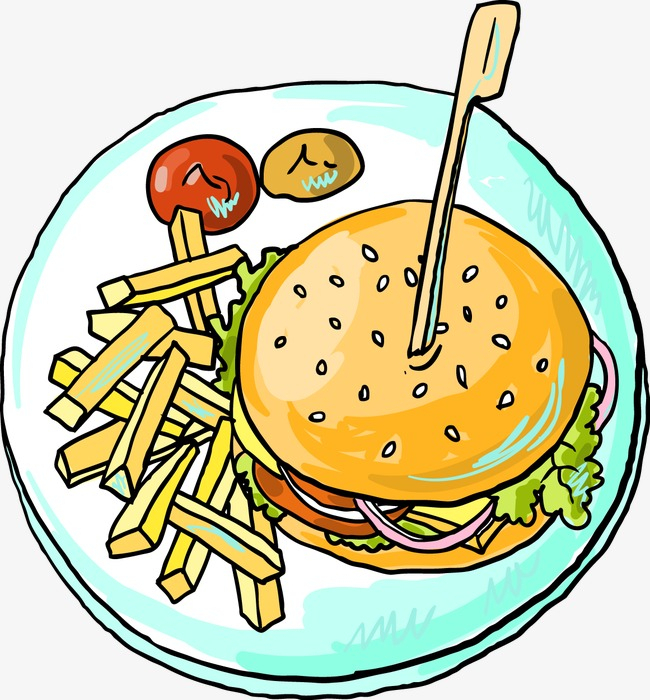 Dessins Animés Dessinés À La Main Burger Frites Peint À La serapportantà Coloriage Dessin Hamburger