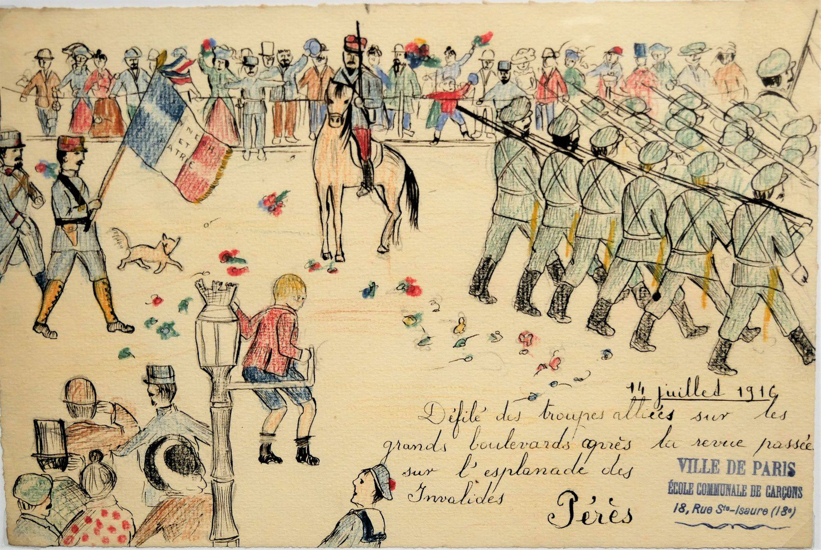 Dessins Des Enfants De Montmartre Pendant La Guerre De 14 avec Coloriage Dessin Guerre 14 18 Facile