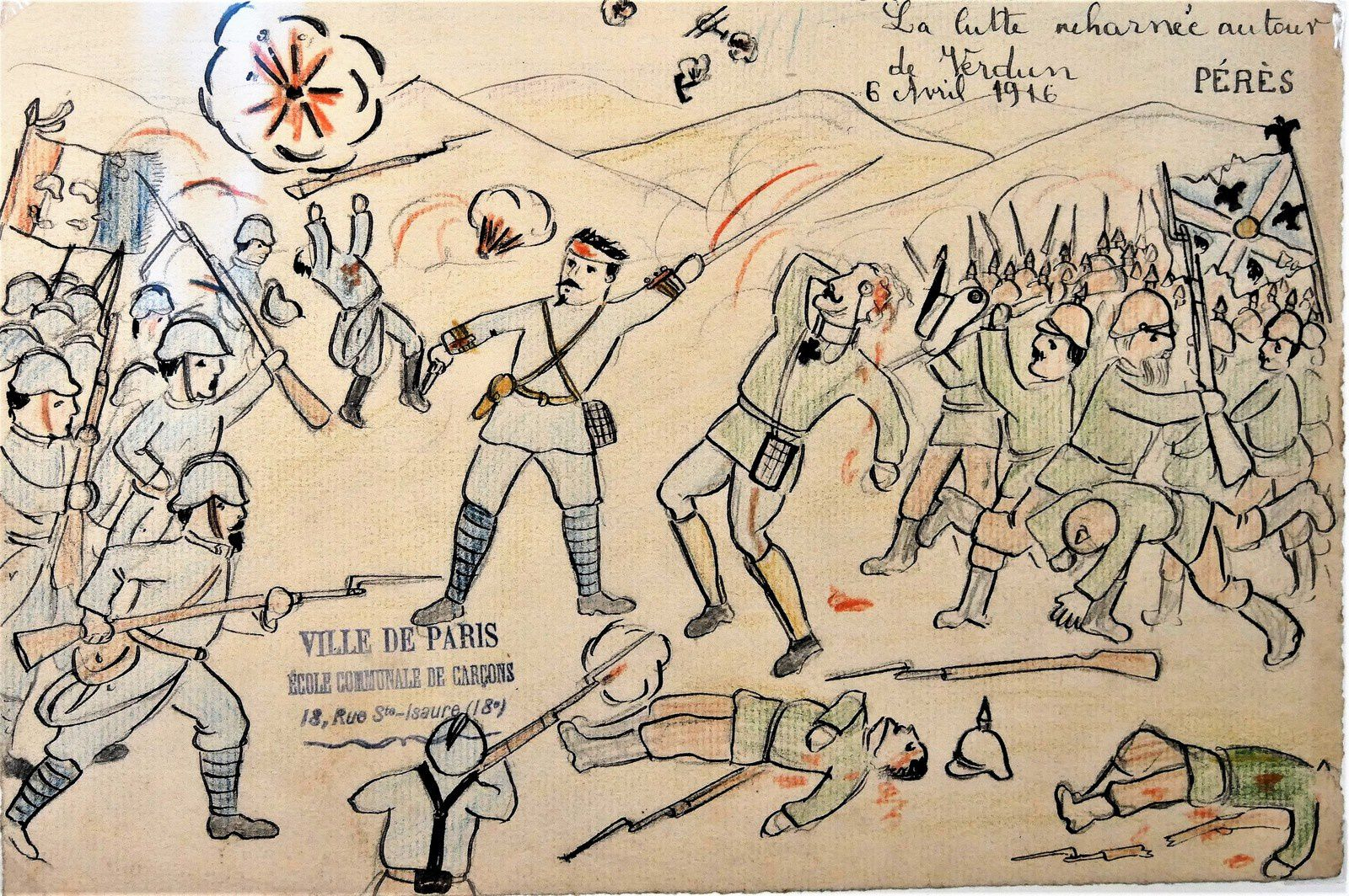 Dessins Des Enfants De Montmartre Pendant La Guerre De 14 avec Coloriage Dessin Guerre