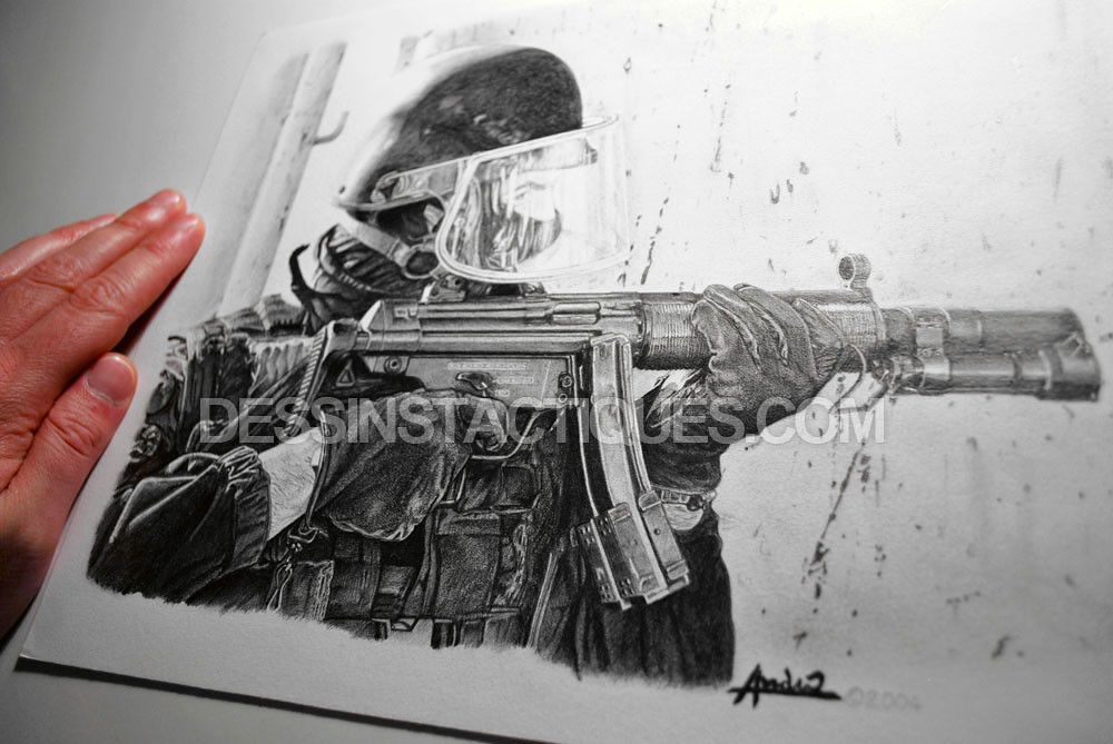 Dessinstactiques - Dessin Original Commando-Marine Gcmc à Dessin 9Mm