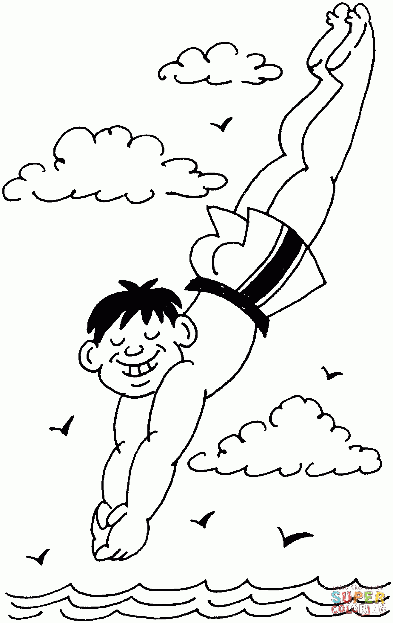 Diving Boy Coloring Page | Free Printable Coloring Pages concernant Coloriage H2O Dessin Animé