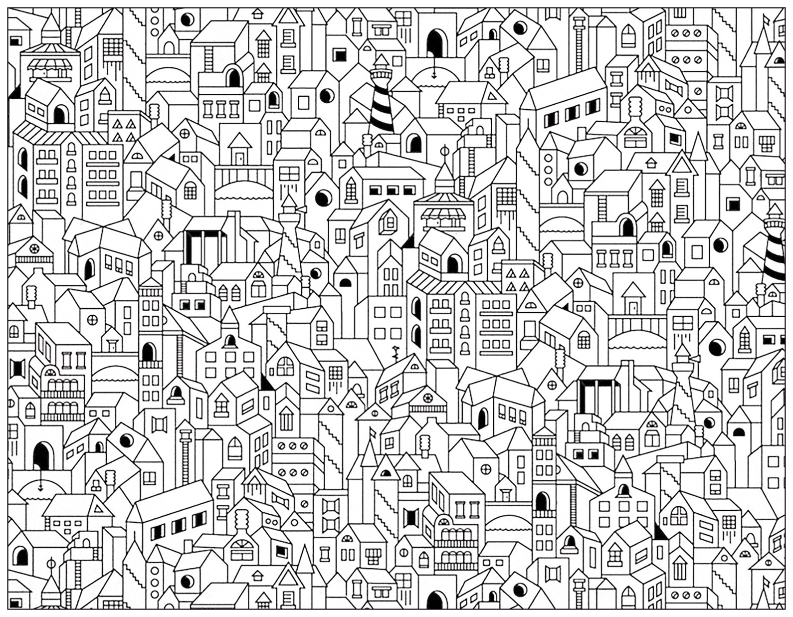 Doodle Batiments Ville - Doodles - Coloriages Difficiles dedans Dessin Ville